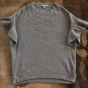Cozy Casuals Ruffle Sleeve Sweater Gray S/M